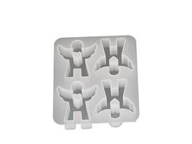 Molde silicona 4 angelitos con corazon